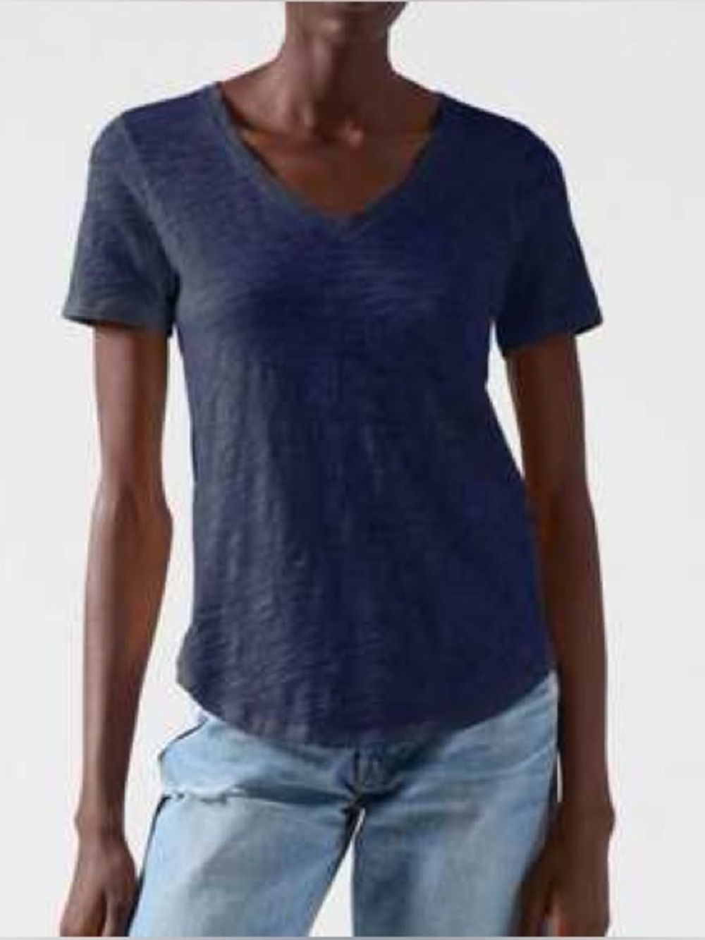 ATM Anthony Thomas Melillo Deep Navy V-Neck Short Sleeve Tee